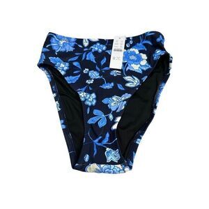 J crew High-Rise Cut Bikini Bottom Floral Print Paisley Blue Size 2XS New‎